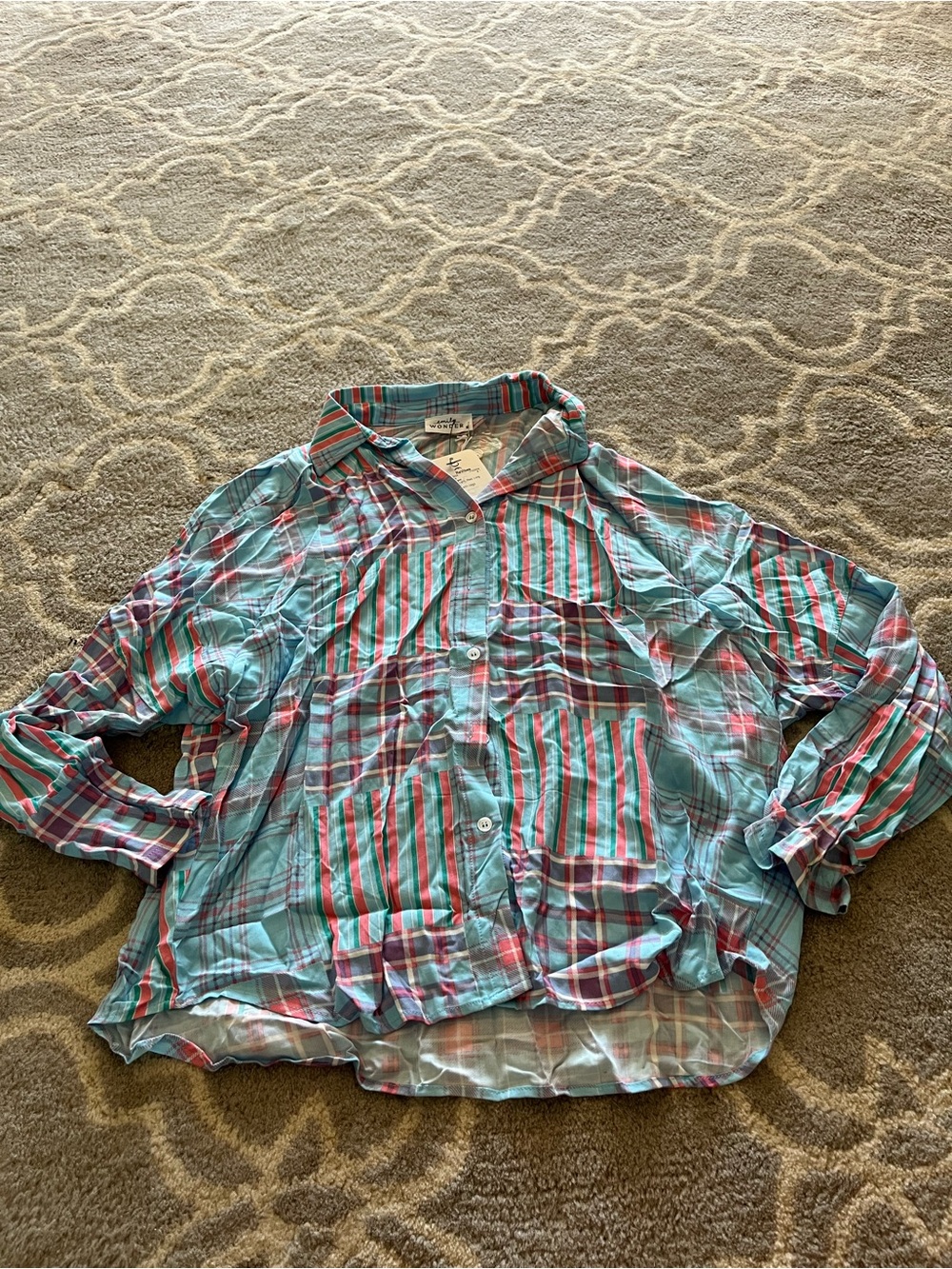 Light Blue Plaid Button-Down Shirt